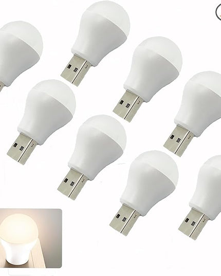 USB Plug Lamp, Mini Bulb Shape Night Light, Flexible LED Ambient Light, Emergency Lighting, Compact, Eye Protection Reading Light Small Round Light (8 Pack,Warm White) - LeafyLoom