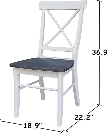 International Concepts X-Back Solid Wood Seat Chairs, White/Heather Gray - LeafyLoom