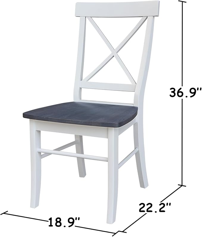 International Concepts X-Back Solid Wood Seat Chairs, White/Heather Gray - LeafyLoom