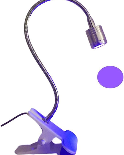 UV LED Light Fixtures with Gooseneck and Clamp Mini Desk Light Clamp Portable Gooseneck for Outdoor Stall Gel Nail Curing, 5V USB Input (Silver,long Head) - LeafyLoom
