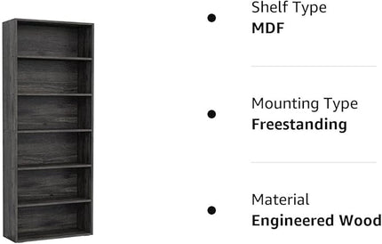 IRONCK Bookshelves and Bookcases Floor Standing 6 Tier Display Storage Shelves 70in Tall Bookcase Home Decor Furniture for Home Office, Living Room, Bed Room - LeafyLoom