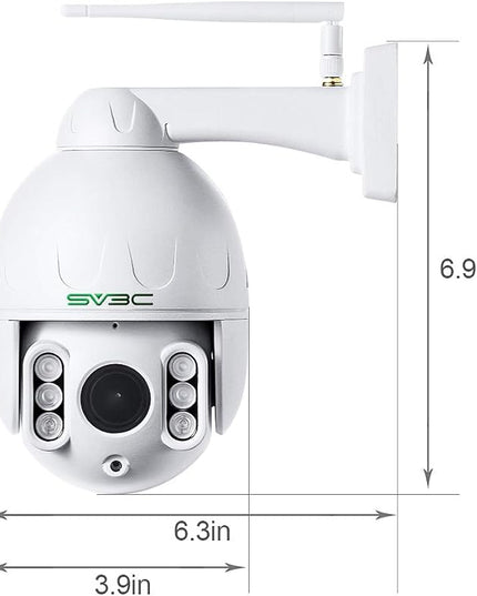 SV3C 1080P Outdoor PTZ WiFi Camera, ONVIF Security IP Camera with Auto Tracking, 197ft HD Night Vision, 5X Optical Zoom, Two-Way Audio, Waterproof, Compatible with Blue Iris, SD Card Slot, CamHiPro SV3C