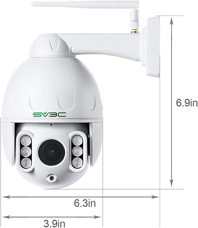 SV3C 1080P Outdoor PTZ WiFi Camera, ONVIF Security IP Camera with Auto Tracking, 197ft HD Night Vision, 5X Optical Zoom, Two-Way Audio, Waterproof, Compatible with Blue Iris, SD Card Slot, CamHiPro SV3C