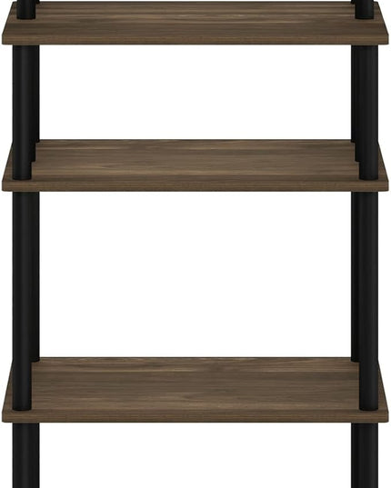Furinno Turn-N-Tube 5-Tier Toolless Kitchen Storage Cart with Lockable Wheels, Columbia Walnut/Black - LeafyLoom