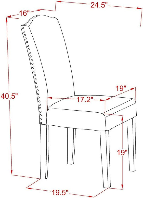 East West Furniture 1NDEN3-LWH-06 3 Piece Dining Set Contains a Rectangle Dinner Table with Dropleaf and 2 Dark Shitake Linen Fabric Upholstered Chairs, 30x48 Inch - LeafyLoom