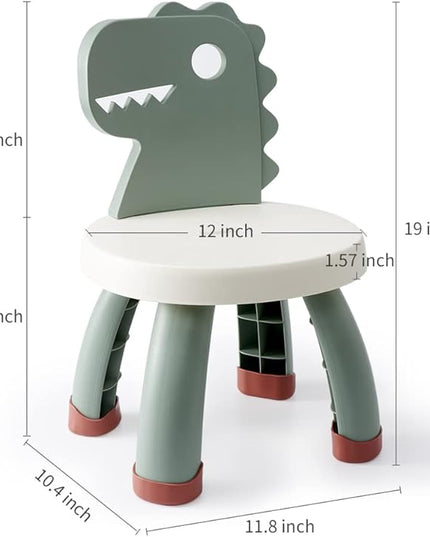 Toddler Chair,Plastic Kids Dino Chair,Sturdy Durable and Lightweight Toddler's Activity Chairs,Anti-Slip Ergonomic Design kids step stool,Indoor or Outdoor Use for Boys Girls Aged 1+ (Green) - LeafyLoom