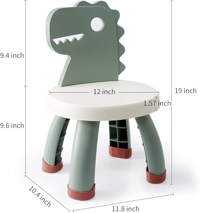 Toddler Chair,Plastic Kids Dino Chair,Sturdy Durable and Lightweight Toddler's Activity Chairs,Anti-Slip Ergonomic Design kids step stool,Indoor or Outdoor Use for Boys Girls Aged 1+ (Green) - LeafyLoom