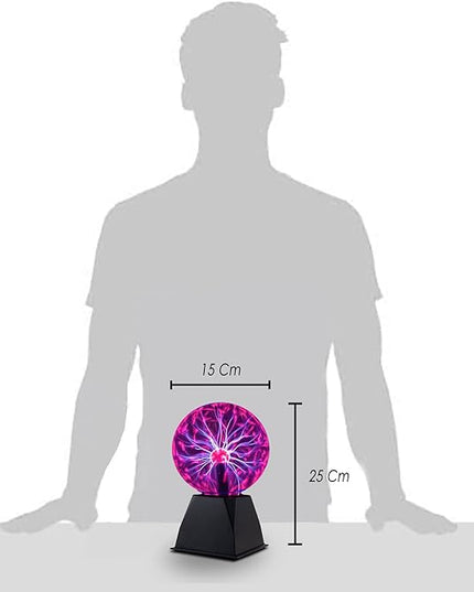 Interactive 6" Plasma Ball - Purple with Black Base, Mesmerizing Lightning Show, Sensitive to Touch & Responsive to Sound, Novelty Lamp, Magic Plasma Lamp for Gift - LeafyLoom