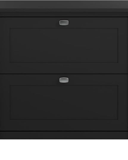 Bush Furniture Broadview 2 Drawer Lateral File Cabinet in Classic Black | Storage for Home Office Workspace - LeafyLoom