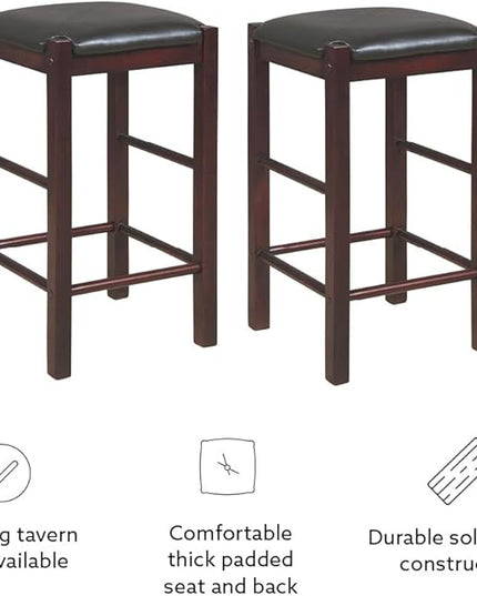Linon Brown 3-Piece Table Faux Marble Tavern Set, 42" w x 22.25" d x 36" h - LeafyLoom