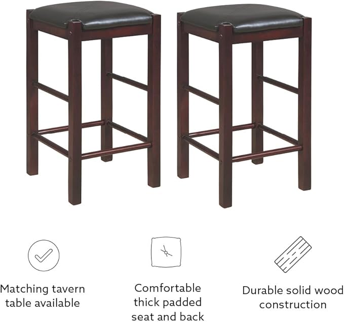 Linon Brown 3-Piece Table Faux Marble Tavern Set, 42" w x 22.25" d x 36" h - LeafyLoom