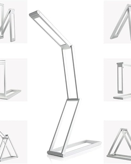 Foldable LED Desk Light, Slim Portable Rechargeable USB Table Light, Eye-Caring Aluminium Alloy Table Lamps,for Home, Reading, Studying, Work, Travel (Silver) - LeafyLoom