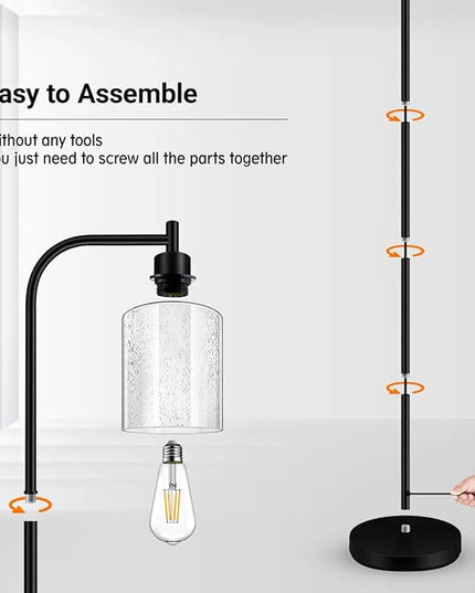 BoostArea Modern Floor Lamp with Seeded Glass Shade, 65 Inches Tall, Energy Efficient, LED Bulb Included, Easy Assembly and Use - LeafyLoom