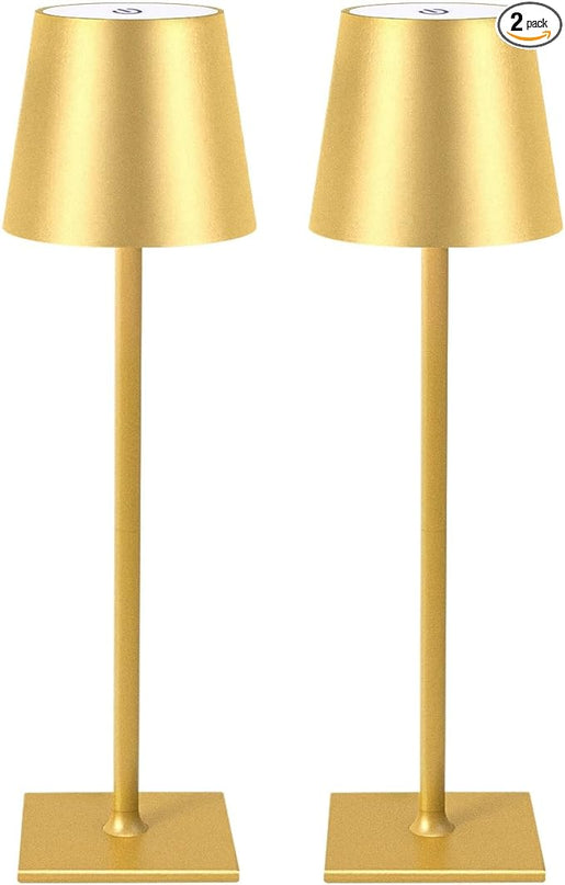 2 Pack Cordless Table Lamps, 3 Colors Stepless Dimming, 5000mAh Rechargeable Battery LED Desk Lamp for Bedroom/Couple Dinner/Desk/Cafe/Dining Room/Terrace - LeafyLoom