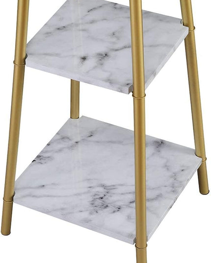 Floor Lamp, Standing Reading Light with Shelves and Gold Shade, Modern Tall Pole Lamp, Accent Furniture Décor Lighting for Living Room, Bedrooms - LeafyLoom