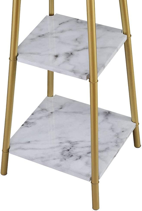 Floor Lamp, Standing Reading Light with Shelves and Gold Shade, Modern Tall Pole Lamp, Accent Furniture Décor Lighting for Living Room, Bedrooms - LeafyLoom