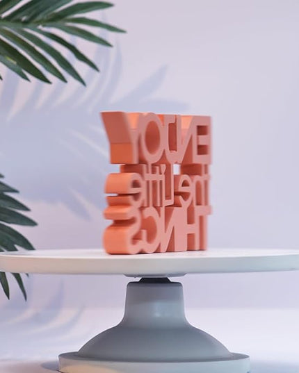 Enjoy The little things - Pink Table Decor: Perfect for Home, Office, Desk, or Shelf. Quirky Room Decoration Showpiece for Birthday, Corporate Gifts, and Inspiring Wall Decor. - LeafyLoom