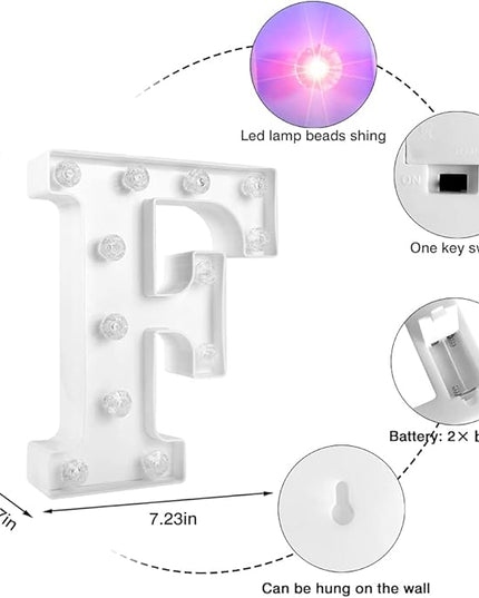 Glintee LED Letter Lights Sign Light Up Letters Sign for Night Light Wedding/Birthday Party Battery Powered Christmas Lamp Home Bar Decoration- (Colorful F) - LeafyLoom