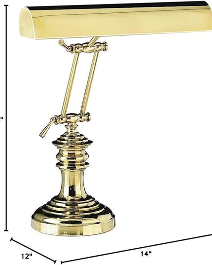 House of Troy P14-204 16-Inch Portable Desk/Piano Lamp, Polished Brass - LeafyLoom