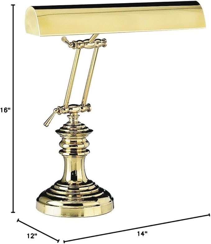 House of Troy P14-204 16-Inch Portable Desk/Piano Lamp, Polished Brass - LeafyLoom