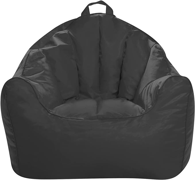 Posh Creations Structured Comfy Bean Bag Chair for Gaming, Reading, and Watching TV, Malibu Lounge, Microsuede - Charcoal Gray - LeafyLoom