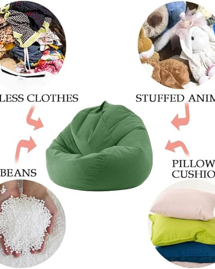 3 Ft Bean Bag Chair Cover (No Filler) Stuffed Animal Storage Bean Bag Cover for Pets Dogs/Cats Bed Corduroy Stuffed for Organizing Plush Toys - LeafyLoom