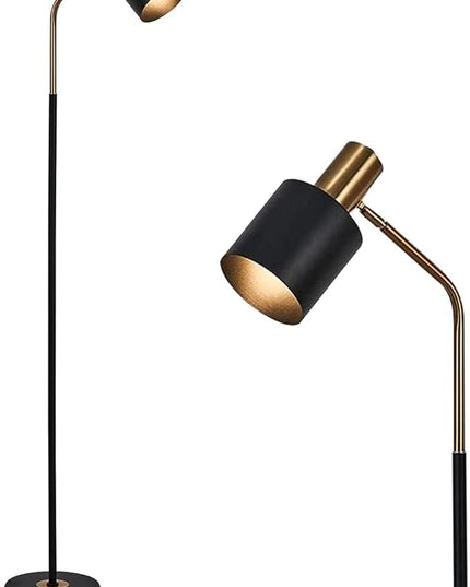 O'NEELDY Modern Industrial Floor Lamp 65" Black Standing Lamp, Black Floor Lamp with 360° Adjustable Lampshade, 12W E26 Bulb Included, Floor Lamp for Living Room, Bedroom, Office - LeafyLoom