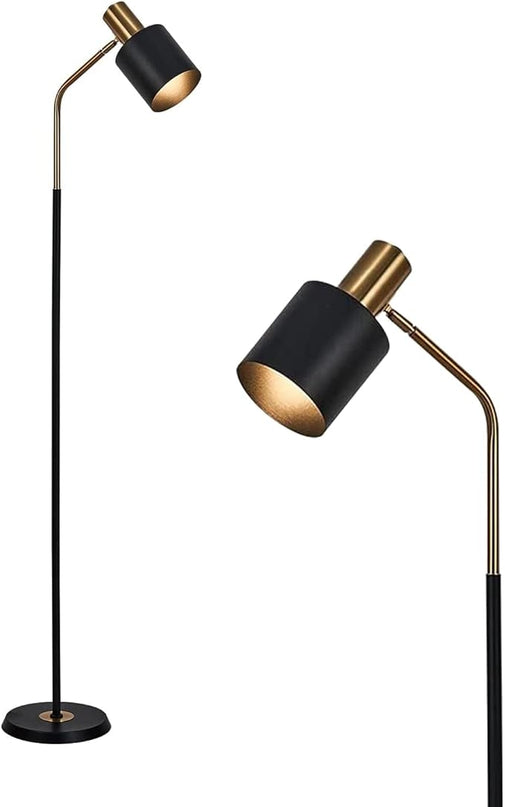 O'NEELDY Modern Industrial Floor Lamp 65" Black Standing Lamp, Black Floor Lamp with 360° Adjustable Lampshade, 12W E26 Bulb Included, Floor Lamp for Living Room, Bedroom, Office - LeafyLoom