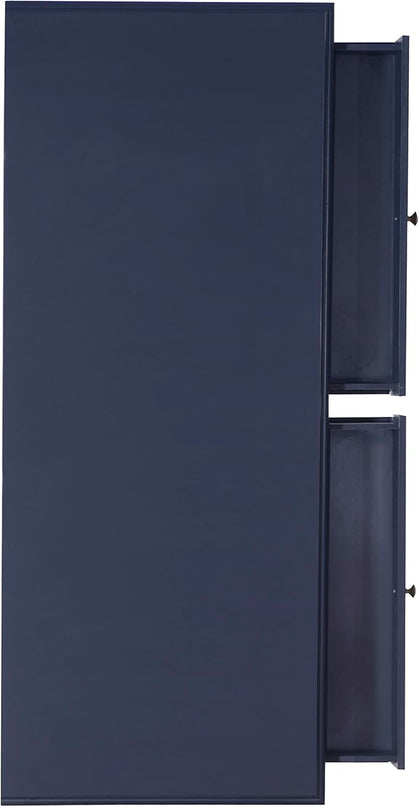 Linon Campaign Desk Navy with Gold Legs, Blue - LeafyLoom