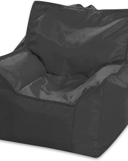 Posh Creations Structured Comfy Bean Bag Chair for Gaming, Reading, and Watching TV, Newport Chair, Microsuede - Charcoal Gray - LeafyLoom