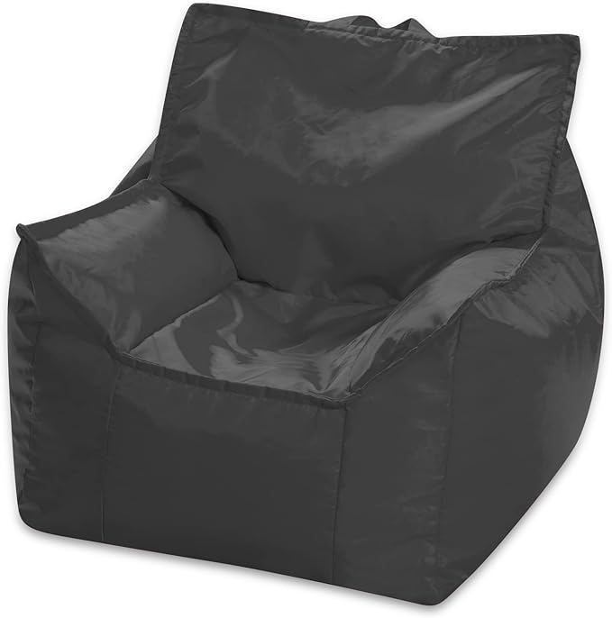 Posh Creations Structured Comfy Bean Bag Chair for Gaming, Reading, and Watching TV, Newport Chair, Microsuede - Charcoal Gray - LeafyLoom