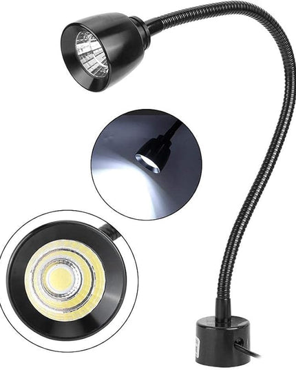 CHICIRIS 7W LED Machine Tool Lamp, Metal LED Working Light with Magnetic Base, Flexible Gooseneck Work Lamp, for Reading Lamp, Headboard CNC Punching Machine US Plug - LeafyLoom