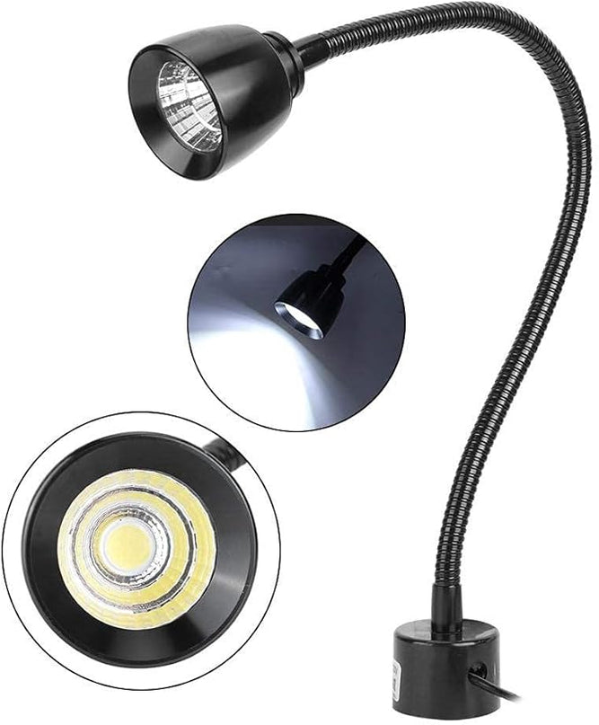 CHICIRIS 7W LED Machine Tool Lamp, Metal LED Working Light with Magnetic Base, Flexible Gooseneck Work Lamp, for Reading Lamp, Headboard CNC Punching Machine US Plug - LeafyLoom