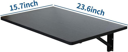 Folding Wall Desk, Wall Desk Fold Down Wall Mounted Desk for Small Space, Floating Desk (Black, Medium) - LeafyLoom