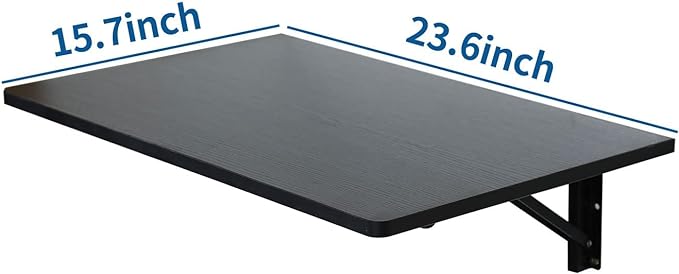 Folding Wall Desk, Wall Desk Fold Down Wall Mounted Desk for Small Space, Floating Desk (Black, Medium) - LeafyLoom