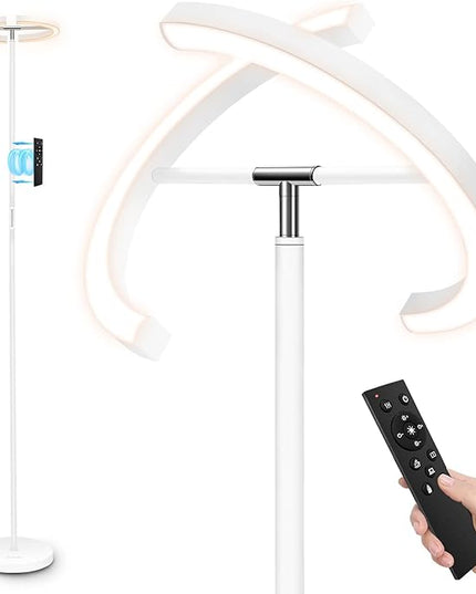 FIMEI Split Floor Lamp, Bright Modern LED Standing Lamp, Stepless Dimming and 4 Color Temperature, Eye-Protection Reading Standing Light for Living Room Bedroom Office, Touch&Remote Control, White - LeafyLoom