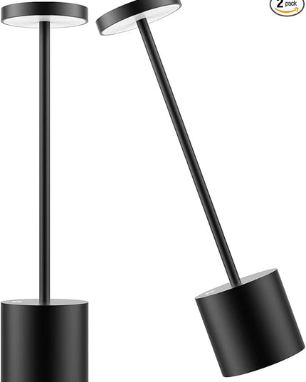 Cordless Table Lamp Set of 2, 6000mAh Rechargable Battery Operated Desk Lamp, 3 Color Stepless Dimming Tables Lights for Outdoor Dining Restaurant Patio Backyard BBQ - LeafyLoom