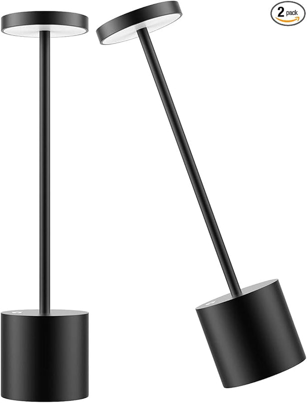 Cordless Table Lamp Set of 2, 6000mAh Rechargable Battery Operated Desk Lamp, 3 Color Stepless Dimming Tables Lights for Outdoor Dining Restaurant Patio Backyard BBQ - LeafyLoom