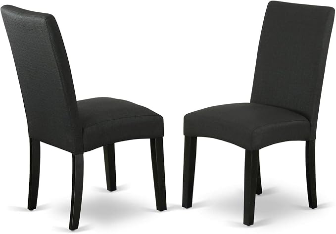 East West Furniture SHDR5-BLK-24 5 Piece Dinette Set for 4 Includes a Round Kitchen Table with Pedestal and 4 Black Color Linen Fabric Upholstered Parson Chairs, 42x42 Inch, Black - LeafyLoom
