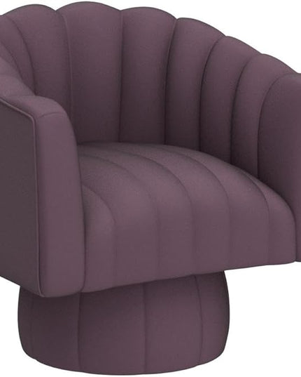 Accent Chair Mid Century 360 Degree Swivel Chair,Modern Lounge Sofa Round Barrel Chair with Wide Upholstered,Fluffy Velvet Fabric Chairs for Home Sofa Living Room/Bedroom/Waiting Room(Purple) - LeafyLoom
