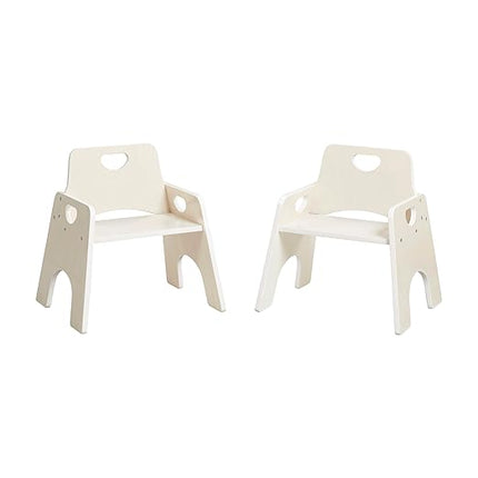 ECR4Kids Stackable Wooden Toddler Chair, 10in, Kids Furniture, White Wash, 2-Pack - LeafyLoom
