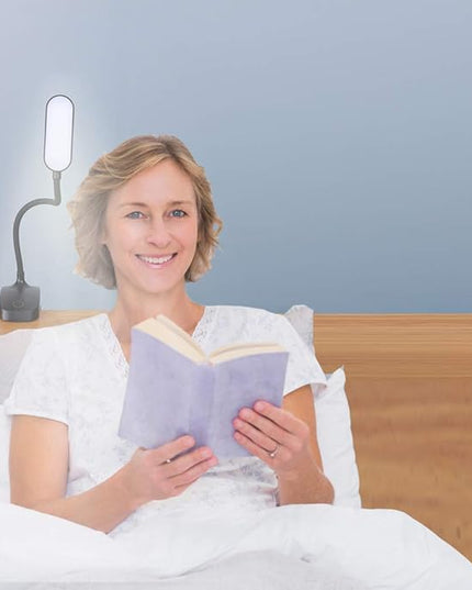 COLORLIFE Desk Lamp Clip On Light-7W 2600mAH Flexible Gooseneck Battery Operated Rechargeable Reading Lamp with Clamp & Stepless Brightness for Desk,Piano,Bed Headboard and Computers - LeafyLoom