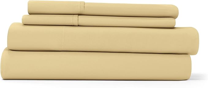 Linen Market Bed Sheets for Twin Size Bed (Gold) - Sleep Better Than Ever with These Soft and Cooling Twin Sheets - Deep Pocket Fits 16" Thick Beds - 3 Piece Twin Sheet Set - LeafyLoom