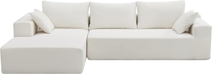 L-Shape Sectional Sofa, Modular Living Room Furniture Set, 109" Modern Minimalist Style Upholstered 4 Seater Chenille Couch for Office, Studio, Salon, Apartment - LeafyLoom