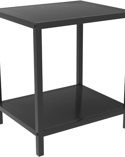 Black Metal Nightstand - 2 Shelf Multipurpose End Table Sturdy Sturdy Bedside Table Easy to Clean Suitable for Function As a Night Stand,End Table,Side Table (Black) - LeafyLoom