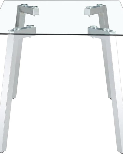 NicBex 63Inch Rectangular Dining Table,Minimalist Kitchen Table with Tempered Glass Tabletop and Silver Metal Legs for 6 to 8,Large Dining Room Table for Kitchen,Dining Living Room,Silver+Transparent - LeafyLoom