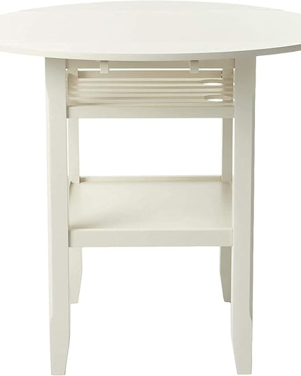 NicBex Dining Table Contemporary Kitchen Table Farmhouse Rustic Counter Height Table in Cream with Storage for Small Place Round Dining Table, Easy Assembly, Cream - LeafyLoom