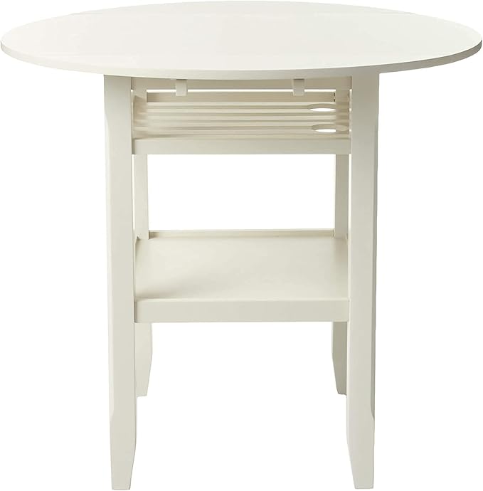 NicBex Dining Table Contemporary Kitchen Table Farmhouse Rustic Counter Height Table in Cream with Storage for Small Place Round Dining Table, Easy Assembly, Cream - LeafyLoom
