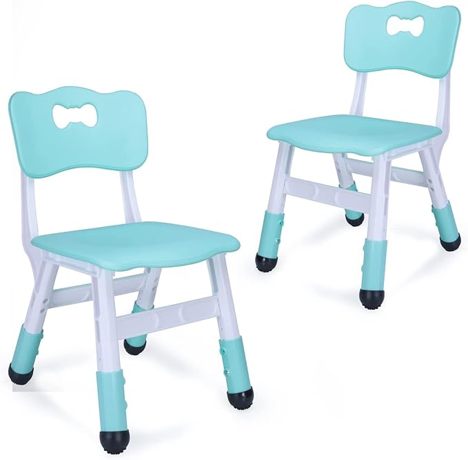 Adjustable Kid Chairs Indoor 3 Level Adjustable Suitable for Children Age 2-6. Maximum load-bearing 220LBS Suitable for Family Classroom and Nursery Child Seat Set (2-Pack-Mint Green) - LeafyLoom