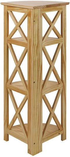 Casual Home Montego 3-Shelf Corner Folding Bookcase with Mantel Top, Natural - LeafyLoom
